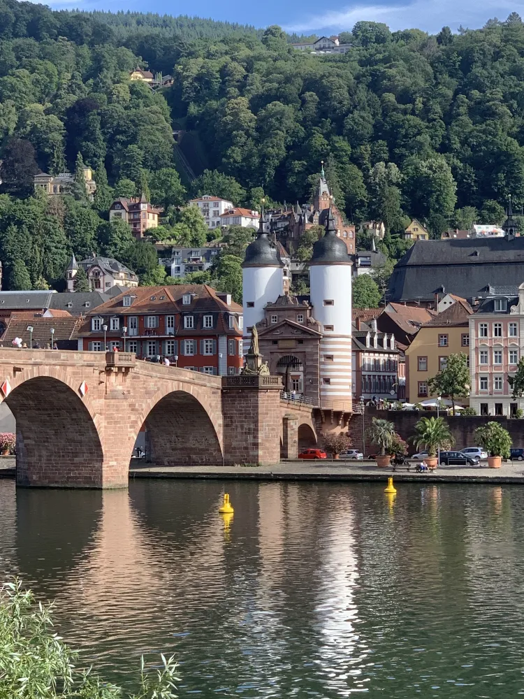 4CA819CA-A94B-42A9-A5CF-CE416151A123 The Old Bridge in Heidelberg with the monkey on the bridge